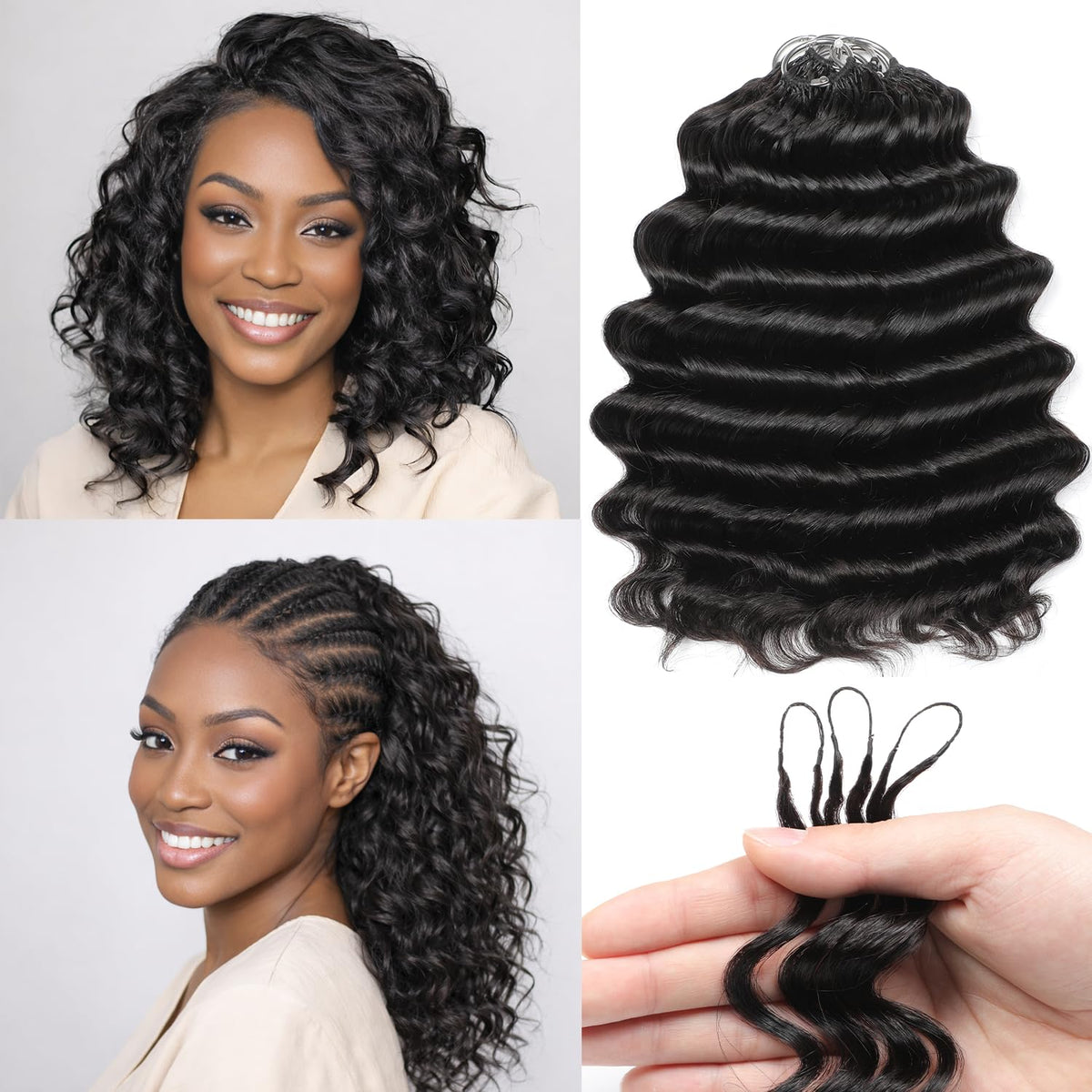 Burmese Deep Wave Feather Crochet Human Hair