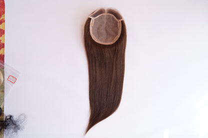 6"x6.5" Full Silk Base With Lace Front Vrigin Human Hair Topper 100% Hand Tied