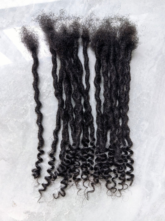 Human Hair Handmade Small 0.6cm Goddess Locs 20 Stands Per Bundle