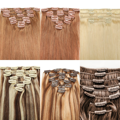 Thick End Invisible PU Clip Hair Extension Raw Blonde Seamless Clip In Hair Extensions