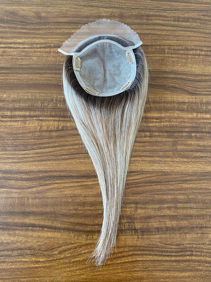 6"x6.5" Full Silk Base With Lace Front Vrigin Human Hair Topper 100% Hand Tied