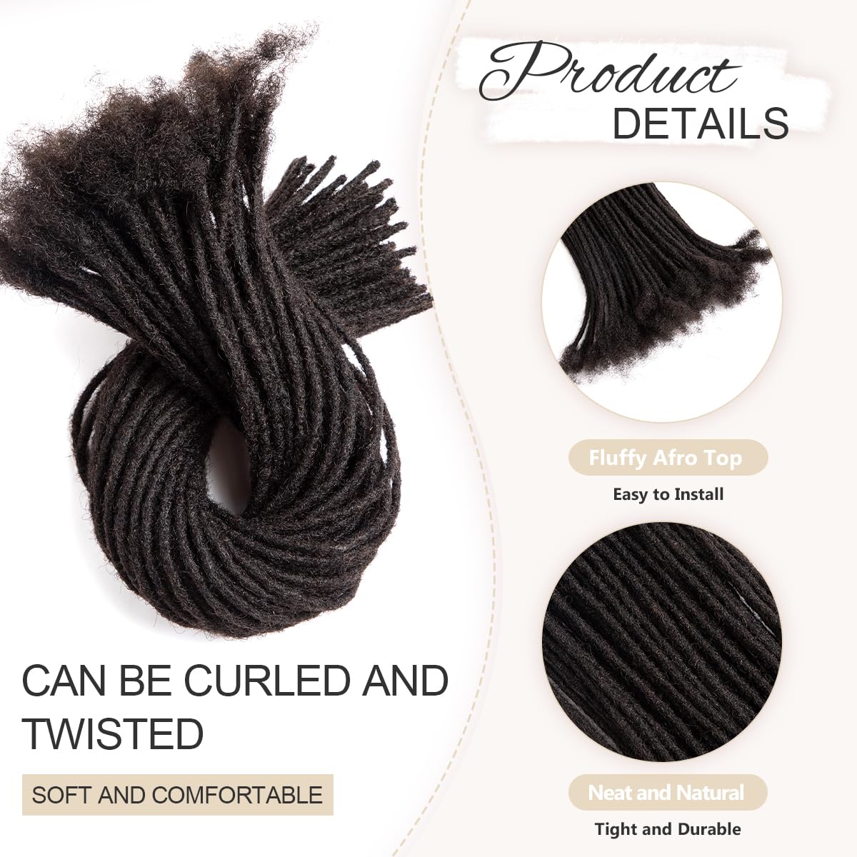 Human Hair Handmade Dreadlocks Small 0.6cm Size 20 Strands Per Bundle
