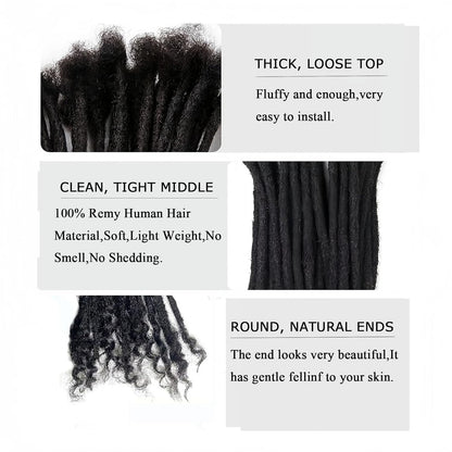 Human Hair Handmade Small 0.6cm Dreadlocks With Coil Tips 20 Stands Per Bundle