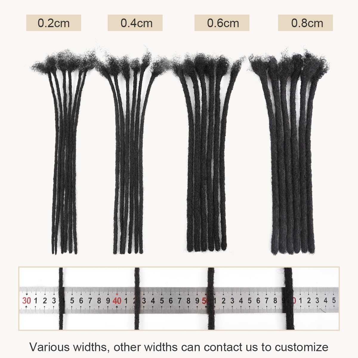 Human Hair Handmade Dreadlocks Small 0.6cm Size 20 Strands Per Bundle